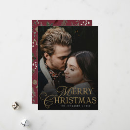 Simple Modern Typography 1 Photo Red Christmas Feestdagenkaart