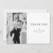 Simple Modern Typography Black and White Wedding Bedankkaart (Voorkant)