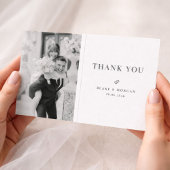 Simple Modern Typography Black and White Wedding Bedankkaart