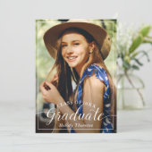 Simple Modern Typography Graduation Party Foto Kaart (Staand voorkant)