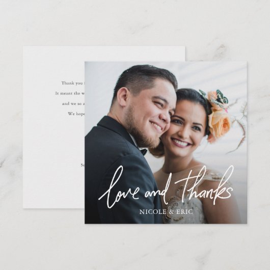 Simple Modern Typography Photo Wedding Bedankkaart (Voorkant / Achterkant)