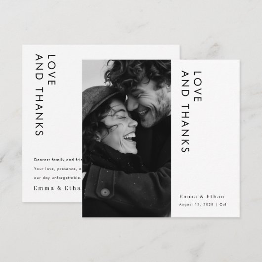 Simple Modern Typography Photo Wedding Bedankkaart (Voorkant / Achterkant)