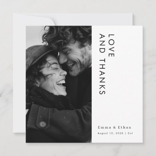 Simple Modern Typography Photo Wedding Bedankkaart (Voorkant)