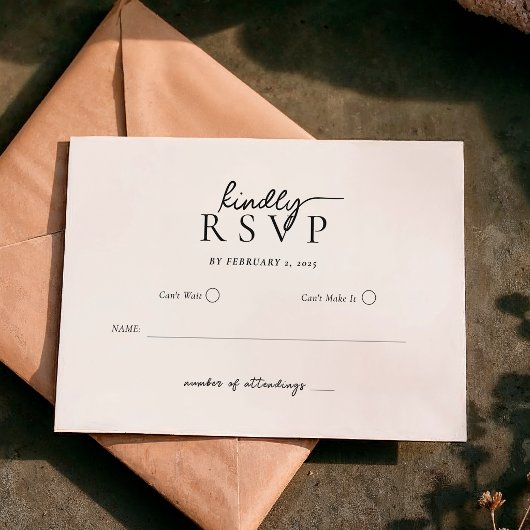 Simple Modern Typography Script Wedding RSVP Kaartje
