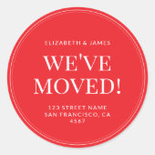 Simple Modern Typography We've Moved Ronde Sticker (Voorkant)