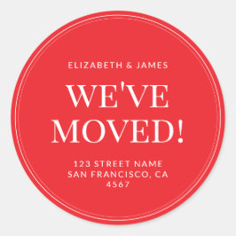 Simple Modern Typography We've Moved Ronde Sticker