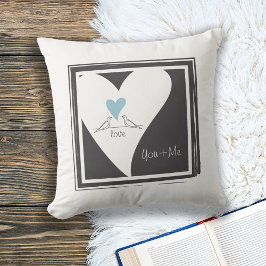 Simple Modern Vogels in Love Lichtblauw Hart Kussen