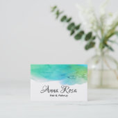 *~* Simple Modern Watercolor Blue Aqua Abstract Visitekaartje (Staand voorkant)