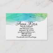 *~* Simple Modern Watercolor Blue Aqua Abstract Visitekaartje (Achterkant)