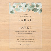 Simple Modern Watercolor Green Leaf Wedding Acryl Uitnodigingen (Voorkant)