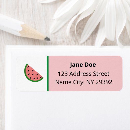 Simple Modern Watermelon Slice Mail Address Label (Insitu)