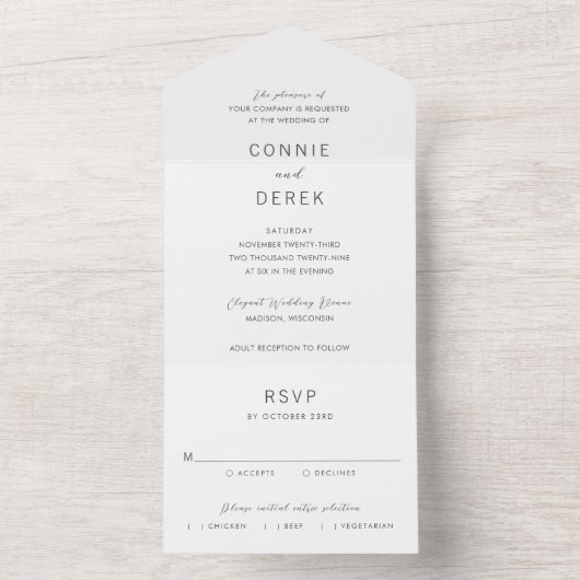 Simple Modern Wedding All In One Uitnodiging (Binnen)