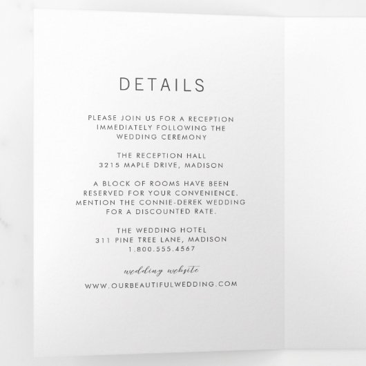 Simple Modern Wedding Drieluik Uitnodiging (Binnenzijde eerst)