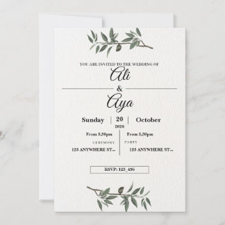 Simple Modern Wedding Invitation | Clean Minimal D Feestdagenkaart
