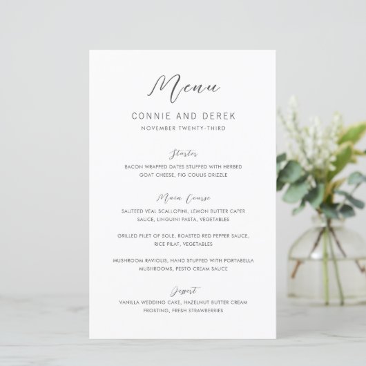 Simple Modern Wedding Menu (Staand voorkant)