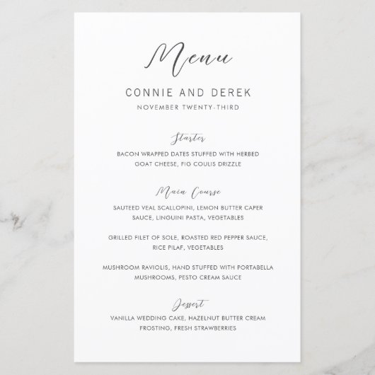 Simple Modern Wedding Menu (Voorkant)