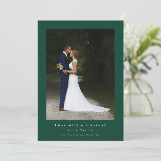 Simple Modern Wedding Photo Bedankkaart (Staand voorkant)