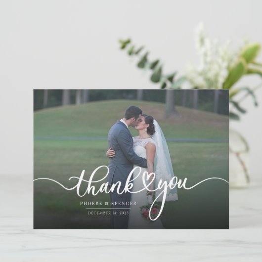 Simple Modern Wedding Photo Bedankkaart (Staand voorkant)