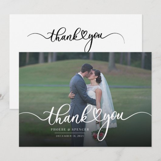 Simple Modern Wedding Photo Bedankkaart (Voorkant / Achterkant)