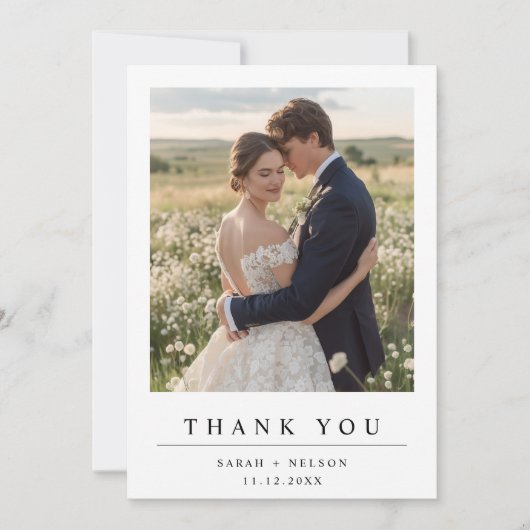 Simple Modern Wedding Photo Bedankkaart (Voorkant)