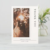 Simple Modern Wedding Photo Minimalist Bedankkaart (Staand voorkant)