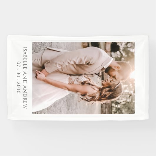 Simple Modern Wedding Photo Wedding Reception Spandoek (Horizontaal)