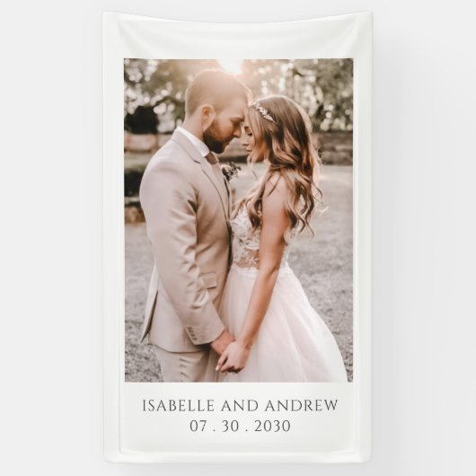 Simple Modern Wedding Photo Wedding Reception Spandoek (Verticaal)