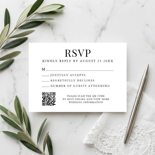 Simple Modern Wedding RSVP Kaartje