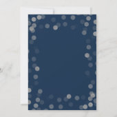Simple Modern Wedding Silver Confetti Navy Kaart (Achterkant)