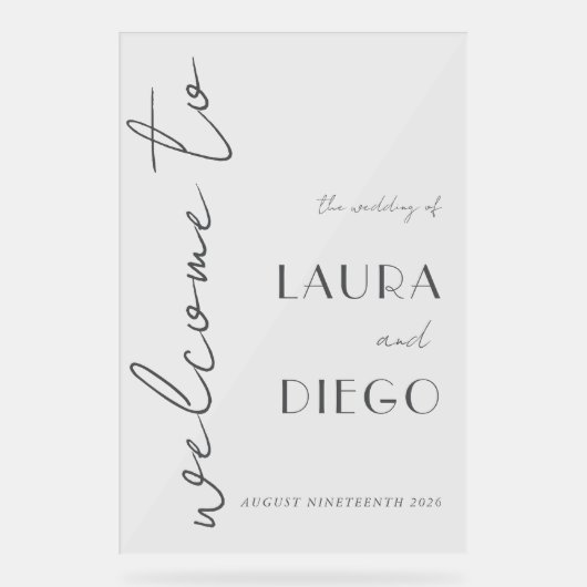 Simple Modern Wedding Welcome Sign Acryl Bord (Voorkant)