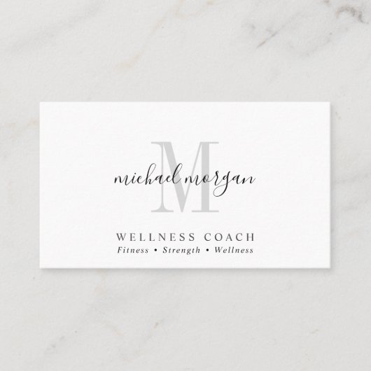 Simple Modern Wellness Coach Script Monogram Visitekaartje (Voorkant)
