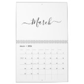 Simple modern white and black script month custom kalender (Mar 2026)