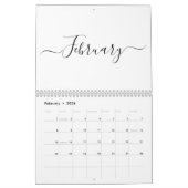 Simple modern white and black script month custom kalender (Feb 2026)