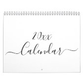 Simple modern white and black script month custom kalender (Hoes)