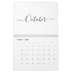Simple modern white and black script month custom kalender