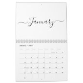 Simple modern white and black script month custom kalender (Jan 2027)