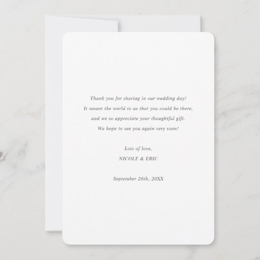 Simple Modern White Script Full Photo Wedding Bedankkaart (Achterkant)