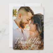 Simple Modern White Script Full Photo Wedding Bedankkaart (Voorkant)