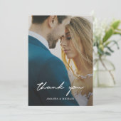 Simple Modern White Typography Photo Wedding Bedankkaart (Staand voorkant)