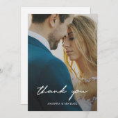 Simple Modern White Typography Photo Wedding Bedankkaart (Voorkant / Achterkant)