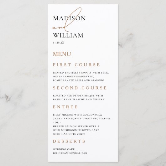 Simple Modern White Wedding Menu (Voorkant)
