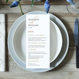 Simple Modern White Wedding Menu