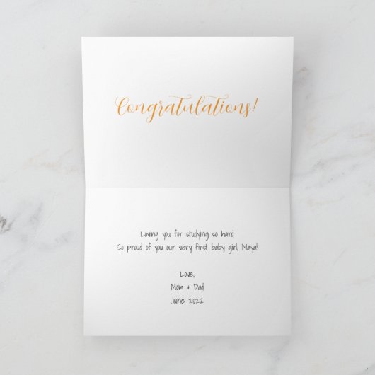 Simple Modern Yellow Back Afstuderen Kaart (Binnen)