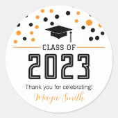 Simple Modern Yellow Black Afstuderen Gift Sticker (Voorkant)