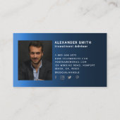 Simple Moderne Blue Financial Professional Foto Visitekaartje (Achterkant)