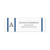 Simple Moderne Blue Lines Initiaal Address Etiket (Voorkant)