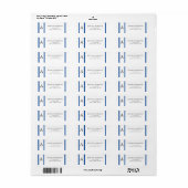 Simple Moderne Blue Lines Initiaal Address Etiket (Full Sheet)