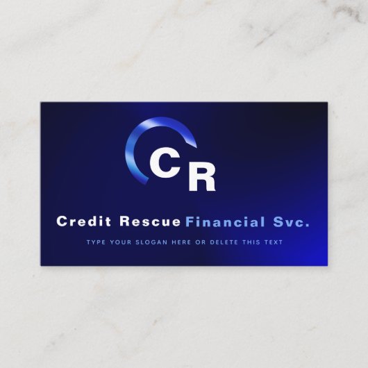 Simple Moderne Blue Logo Credit Professional Foto Visitekaartje (Voorkant)