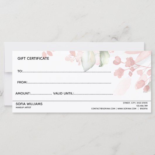 Simple Moderne Blush Pink Certificate Gift Kaart (Achterkant)