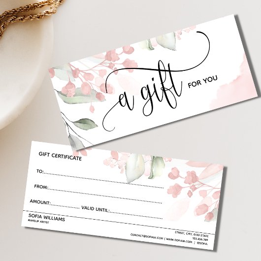 Simple Moderne Blush Pink Certificate Gift Kaart